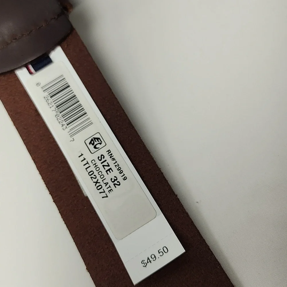Tommy Hilfiger Men's Brown Chocolate Leather Belt Size 32 NWT‎